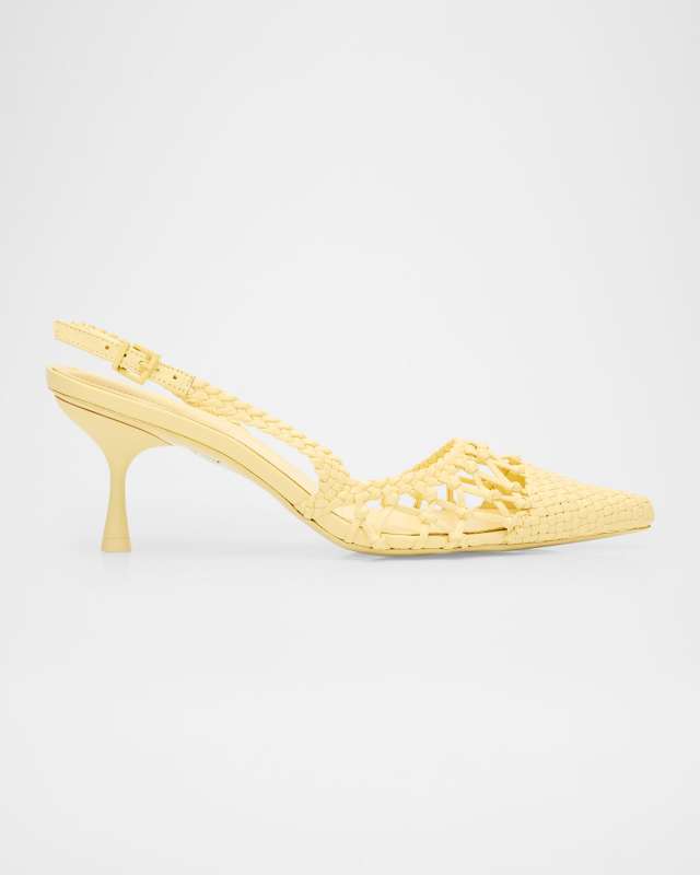 Dylan Open-Weave Leather Slingback Pumps